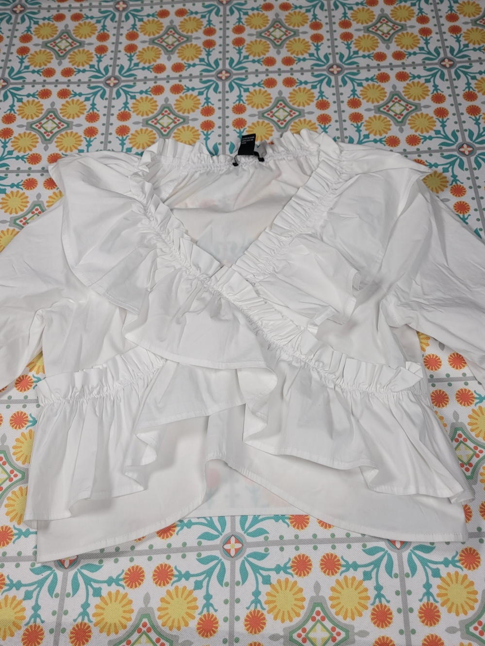 Forever 21 White Ruffle Wrap Blouse